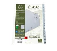 Exacompta - Réf. 1715E - Intercalaires gris en polypropylène recyclé avec 15 onglets imprimés numériques de 1 à 15 - Format à classer A4 - Dimensions 22,5 x 29,7 cm - certifiés Ange Bleu