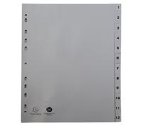 EXACOMPTA Intercalaires imprimés numériques PP recyclé gris - 12 positions - A4 - Gris