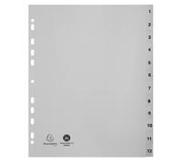 EXACOMPTA Intercalaires imprimés numériques PP recyclé gris 12 positions - A4 Maxi - Gris