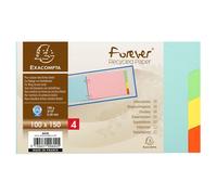 EXACOMPTA Intercalaires pour fiches bristol carte lustrée 225g/m2 4 positions - 100x150mm - Couleurs assorties
