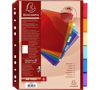 Exacompta - Intercalaires 4834E - PP translucide, 6 onglets, pochette/porte-étiquette, A4 maxi