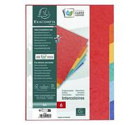 Exacompta - Réf. 1406E - Intercalaires en véritable carte lustrée souple 225g/m2 FSC® avec 6 onglets neutres - Format à classer A4 - Dimensions 22,5 x 29,7 cm-couleurs assorties