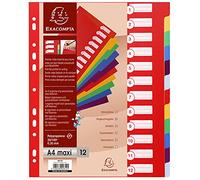 EXACOMPTA Jeu de 12 intercalaires polypro 3.5/10è format maxi A4+