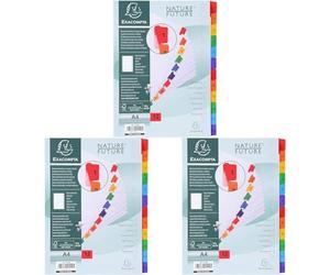 EXACOMPTA Jeu d'intercalaires numérique 12 positions en carte blanche 170g, onglets Mylar®. Format A4 (Lot de 3)