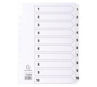Exacompta Jeu Intercalaire Carte Blanche A4 10 Pos.1-10