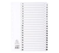 Exacompta Jeu Intercalaire Carte Blanche A4 20 Pos.1-20