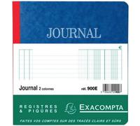 Exacompta - Réf. 900E - 1 Piqûre JOURNAL - format vertical 210 x 190 mm - 80 pages foliotées - couverture en carte lustrée certifiée FSC - 4 coloris aléatoires, bleu, jaune, rouge, vert