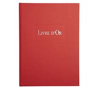 EXACOMPTA Le Dauphin - Réf. 20113D - 1 Livre d'or - Extérieur et Dos en Toile - Format Vertical - Dimensions : 21 x 17 cm - Titre Lettres Argent - 96 Pages Unies Blanches - Couleur Rouge