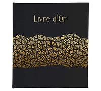Exacompta Livre d'or ARAMY 100 p. unies blanches 27x22 cm motif feuilles de palmier marquage or/rosé