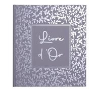Exacompta Livre d'or Autentik – Format compact 21 x 19 cm – 140 pages – Bleu gris – Tranche argent