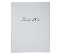 Exacompta - Réf. 4982E - 1 Livre d'or simili-cuir - Format vertical : 27 x 22 cm - Tranche or avec titre en lettres dorées - 100 pages blanches unies - Coloris : Blanc