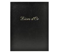 Exacompta Livre d'or Alpille cuir noir 27 x 22 cm vertical tranche or 140 pages papier vergé ivoire