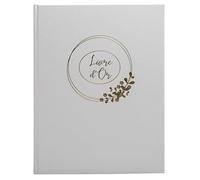 Exacompta - Réf. 47632E -1 Livre d'or de mariage Ringflower - Grand format 27 x 22 cm - Champêtre, floral - Marquage, tranche or et inscription livre d'or - 100 pages blanches unies - Coloris : blanc