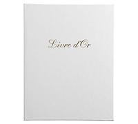 Exacompta - Réf. 4982E - 1 Livre d'or simili-cuir - Format vertical : 27 x 22 cm - Tranche or avec titre en lettres dorées - 100 pages blanches unies - Coloris : Blanc