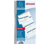 EXACOMPTA Lot de 10 Blocs messages téléphones spiralé 148x297 mm 50 feuillets Dupli