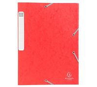 EXACOMPTA Lot de 10 Chemises 3 rabats et élastique CARTOBOX Carte Lustrée Dos 40 mm Rouge