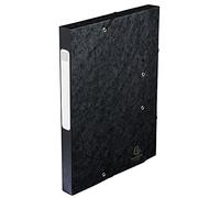 EXACOMPTA Lot de 10 Chemises 3 rabats et élastique Exatobox dos de 4 cm, en carte lustrée 5/10e noir