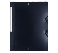 EXACOMPTA Lot de 10 Chemises 3 rabats et élastiques Polypro 5/10e 24 x32 cm Noir