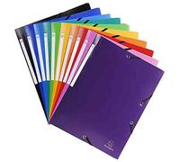 EXACOMPTA Lot de 10 Chemises à élastique 3 rabats Polypropylène 5/10e Opaque - A4 Assorties