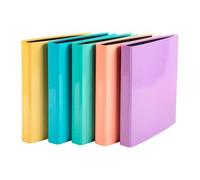 EXACOMPTA Lot de 10 Classeur 4 anneaux AQUAREL, dos 40mm, recouvert papier pelliculé, coloris pastels assortis (5)