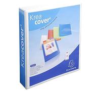 Exacompta Classeur à anneaux personnalisable 3 faces plastifié Kreacover 4 anneaux en D 50 mm - A4 maxi Dos 7,5 cm Capacité 460 feuilles blanc