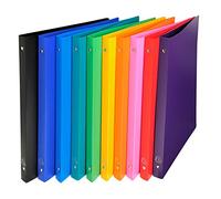 EXACOMPTA Lot de 10 Classeurs Polypro souple 4 anneaux 15 mm dos 20 mm A4 Coloris aléatoire