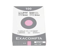 EXACOMPTA Lot de 10 étuis de 100 fiches Bristol Rose 74x105 mm quadrillage 5x5