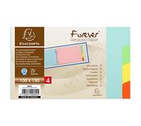 EXACOMPTA Intercalaires pour fiches bristol carte lustrée 225g/m2 4 positions - 100x150mm - Couleurs assorties