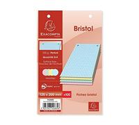 EXACOMPTA Lot de 100 fiches, bristol, couleurs, 4 couleurs assorties, perforées, 12,5 x 20 cm, 5 x 5 cm, papier P.E.F.C, 205G