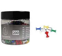 EXACOMPTA Lot de 200 épingles murales à pins, couleurs assorties