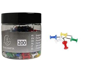 EXACOMPTA Lot de 200 épingles murales à pins, couleurs assorties