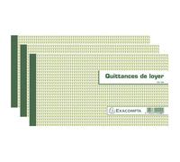EXACOMPTA Lot de 3 Carnets à souche ""Quittances de loyer"" 135 x 185 mm 50 Feuillets