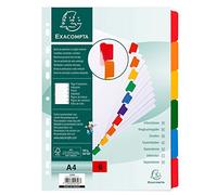 EXACOMPTA Intercalaires carte blanche 160g avec onglets couleurs renforcés - 6 positions - A4 - Blanc