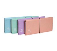 Exacompta - Réf. 58660E - Carton de 4 pochettes trieur Aquarel en carte multicolore pastel 6 compartiments - fermeture par élastiques - format 26x13 cm pour documents format 24x11 cm - assorties