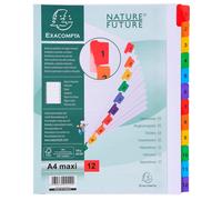 Exacompta Lot De 5 Jeux Intercalaire 12 Positions A4 Maxi Carte Blanche 160g Onglets Renforcés