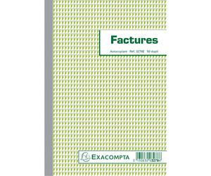 EXACOMPTA Manifold Factures avec mention TVA 21x14,8cm 50 feuillets dupli autocopiants