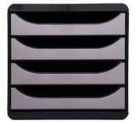 Exacompta Module de classement Big Box 4 tiroirs - corps noir - tiroirs argent