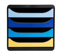 EXACOMPTA Module de classement Big Box 4 tiroirs Bee Blue - Couleurs assorties
