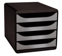 Exacompta Module de classement Big Box 4 tiroirs - corps noir - tiroirs argent