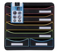 EXACOMPTA Module de classement Big Box Maxi 6 tiroirs Black Office - Noir/arlequin