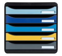 EXACOMPTA Module de classement Big Box Plus 5 tiroirs Bee Blue - Couleurs assorties