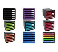 Exacompta - Réf. 3097218D - BIG BOX PLUS - Caisson 5 tiroirs pour document A4+ - Dimensions extérieures : Profondeur 34,7 x largeur 27,8 x Hauteur 27,1cm - Noir/Rouge Carmin glossy