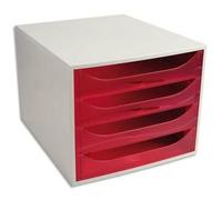 Exacompta Module De Classement Eco 4 Tiroirs Gris Rose Translucide - Dim. : L28,4 X H23,4 X P34,8 Cm