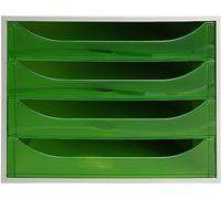 EXACOMPTA Module de classement ECO 4 tiroirs gris vert translucide - 28,4 x 23,4 x 34,8 cm