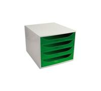Exacompta Module de classement ECO 4 tiroirs gris vert translucide 28,4 x 23,4 x 34,8 cm