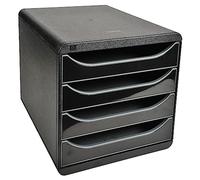 Exacompta Module de classement Big-Box Glossy 4 tiroirs A4+ - Noir, façades noires