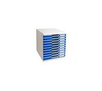 EXACOMPTA Module de classement Modulo 10 tiroirs gris/bleu - 28,8 x 32 x 35 cm