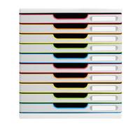 EXACOMPTA Module de classement Modulo Black Office 10 tiroirs fermés - Blanc/arlequin