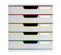 EXACOMPTA Module de classement Modulo Black Office 5 tiroirs fermés - Blanc/arlequin