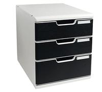 Exacompta Module de classement Modulo Gris lumière Noir 3 tiroirs, en PS, format A4+, 28,8 x 32 x 35 cm